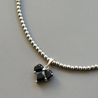 Cold Black Heart-shaped Zircon Pendant Necklace For Women