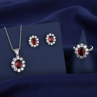 Full Diamond Necklace Ring Earrings Female Accessories Suit