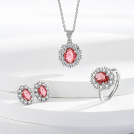 Full Diamond Necklace Ring Earrings Female Accessories Suit