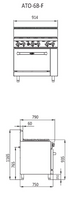 6 BURNER WITH OVEN W914 X D790 X H1165 COOKRITE ATO-6B-F-NG