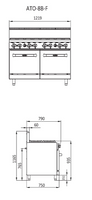 8 BURNER WITH OVEN W1219 X D790 X H1165 | COOKRITE 1 ATO-8B-F-LPG