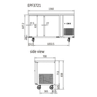 GLASS 2 DOOR COOLING FRIDGE TABLE 1360 MM EPF3721