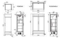 DOUBLE GLASS DOOR MOUNTED FRIDGE P1000WB-A 2+2 Years Warranty