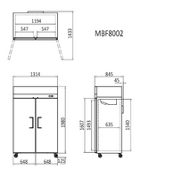 TOP MOUNTED 2 DOOR FREEZER 1314 MM MBF8002