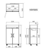 TOP MOUNTED 2 DOOR REFRIGERATOR 1314 MM MBF8005