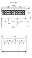 3 DOOR SANDWICH PREP TABLE FRIDGE1846 MM MSF8304
